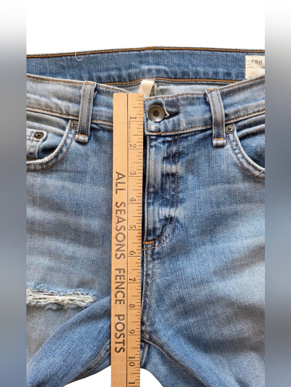 rag & bone Sz 29 Dre Carter Wash Mid Rise Distressed Slim Blue Jeans - Picture 10 of 10